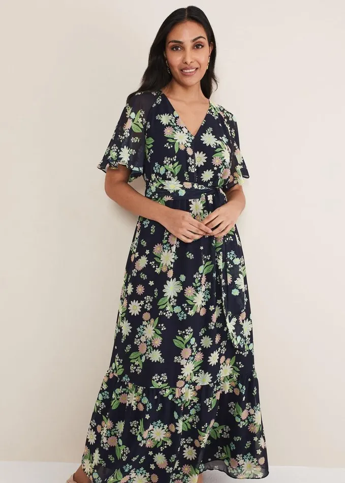 Phase Eight Petite Georgie Floral Tiered Maxi Dress Navymulti Women Dresses