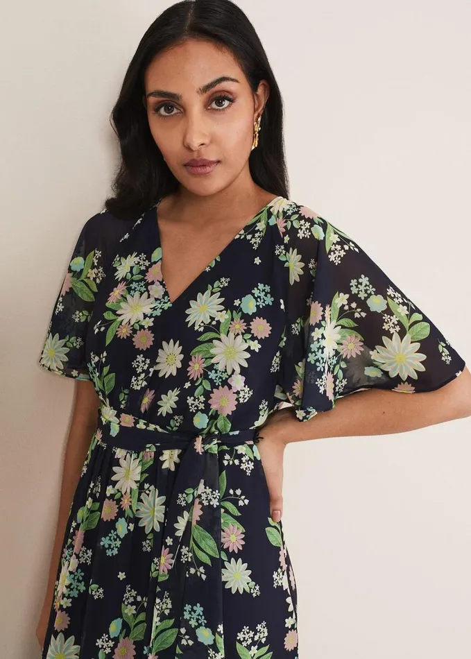 Phase Eight Petite Georgie Floral Tiered Maxi Dress Navymulti Women Dresses