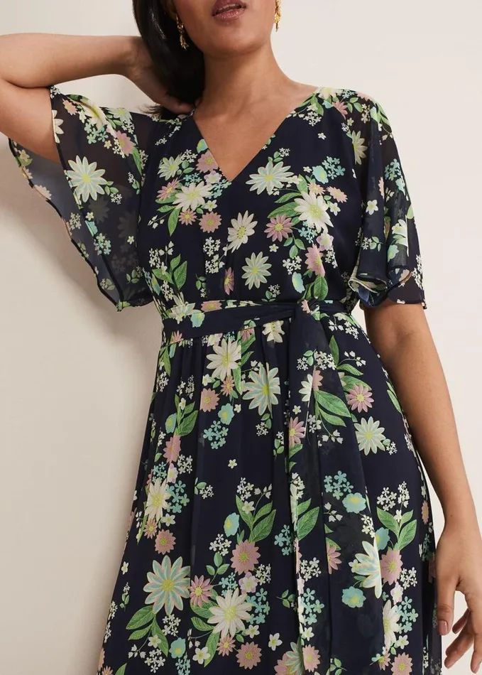 Phase Eight Petite Georgie Floral Tiered Maxi Dress Navymulti Women Dresses