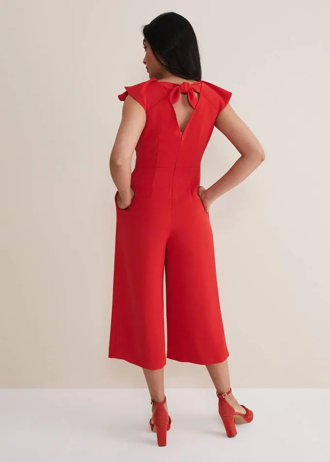 Phase Eight Petite Nicky Ruffle Jumpsuit Fire Women Jumpsuits