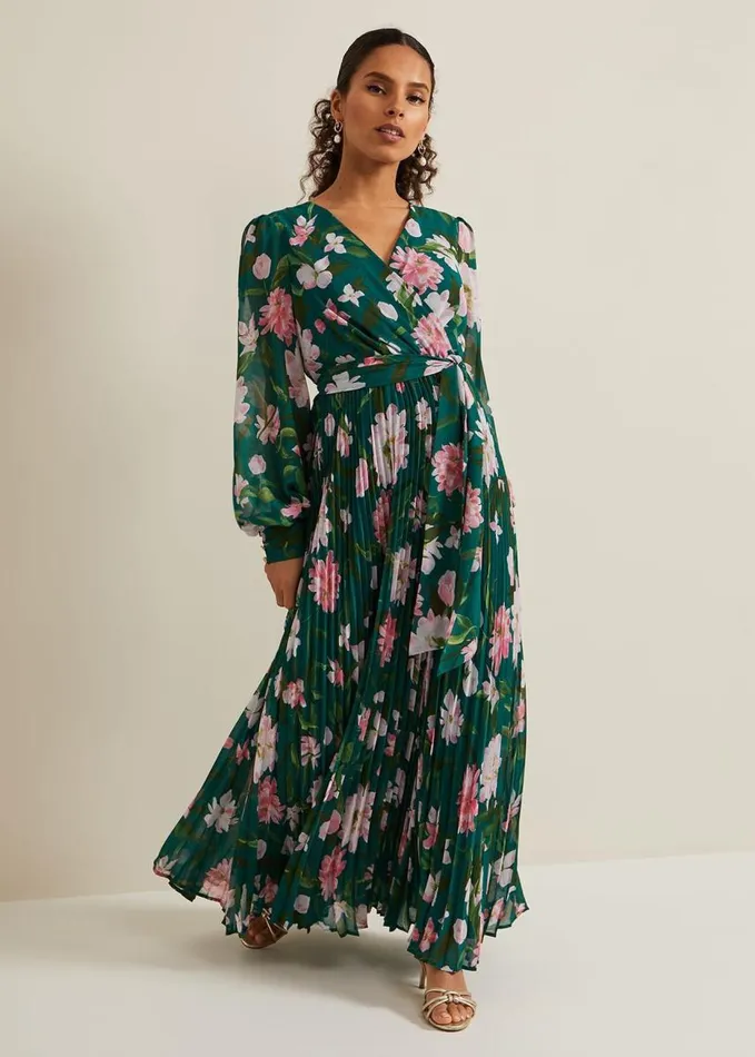 Phase Eight Petite Rosa Floral Pleat Maxi Dress Multicoloured Women Dresses