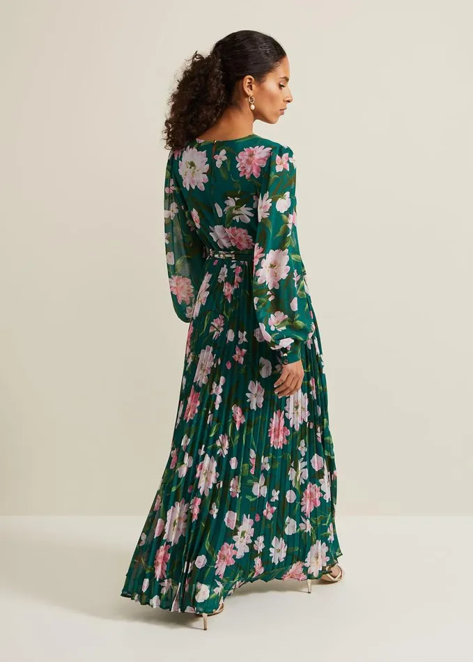 Phase Eight Petite Rosa Floral Pleat Maxi Dress Multicoloured Women Dresses