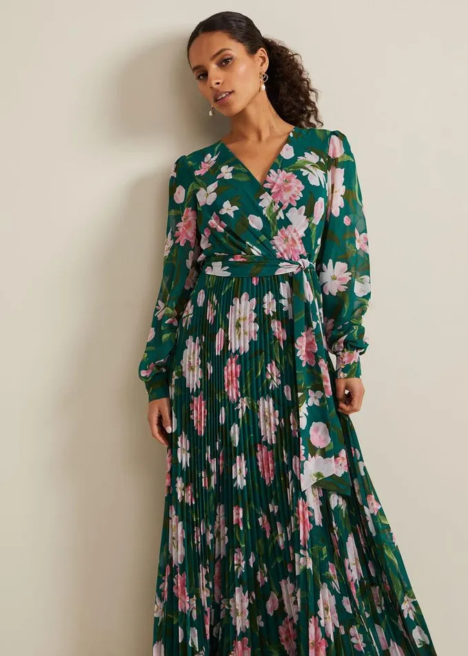 Phase Eight Petite Rosa Floral Pleat Maxi Dress Multicoloured Women Dresses