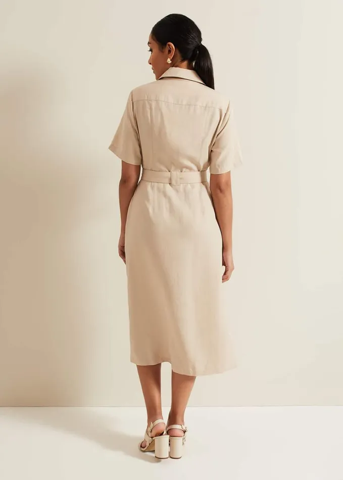 Phase Eight Petite Willow Utility Midi Dress Stone Women Dresses