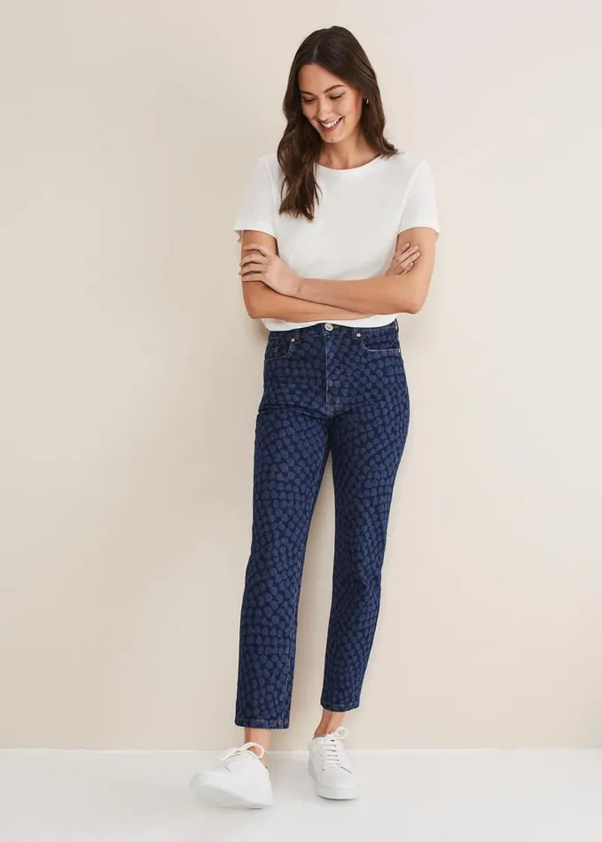 Phase Eight Petra Heart Straight Leg Jeans Mid Blue Women Trousers
