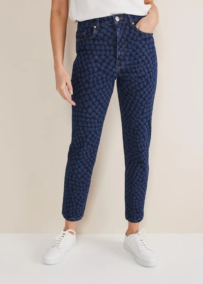 Phase Eight Petra Heart Straight Leg Jeans Mid Blue Women Trousers