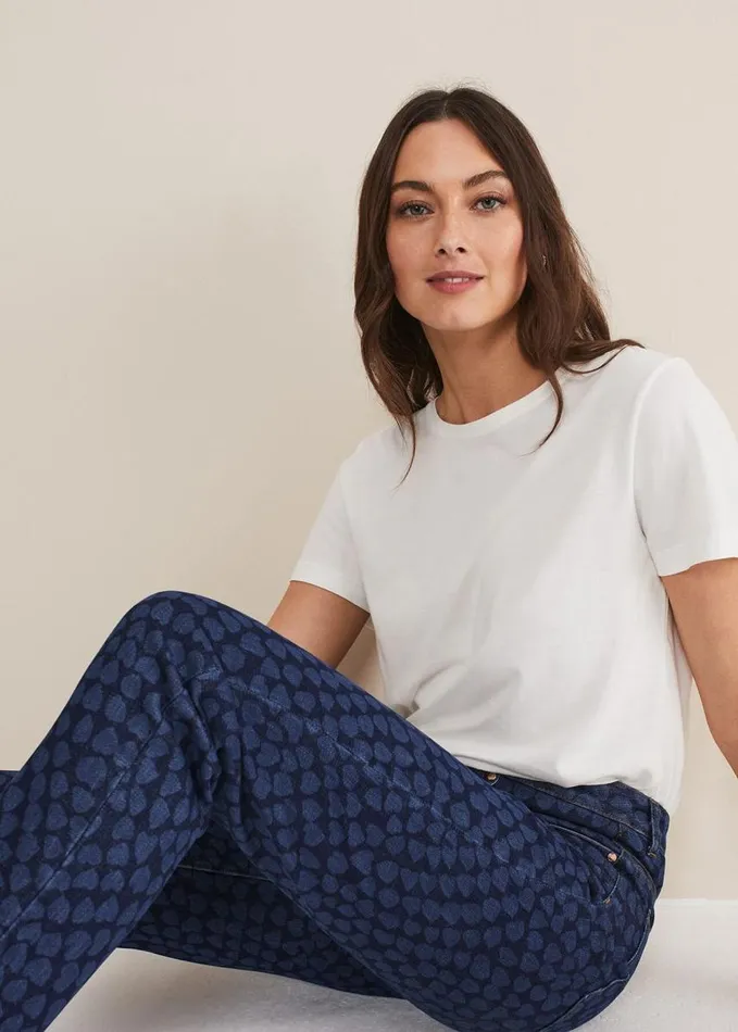 Phase Eight Petra Heart Straight Leg Jeans Mid Blue Women Trousers