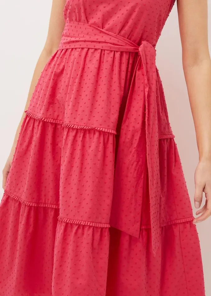 Phase Eight Peyton Cotton Dobby Midi Dress Hot Pink Women Dresses
