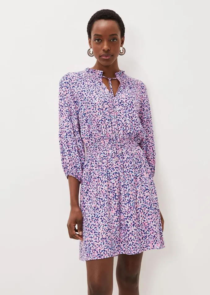 Phase Eight Phillipa Almond Print Short Dress Pink Multi Women Dresses
