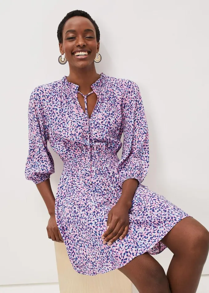 Phase Eight Phillipa Almond Print Short Dress Pink Multi Women Dresses
