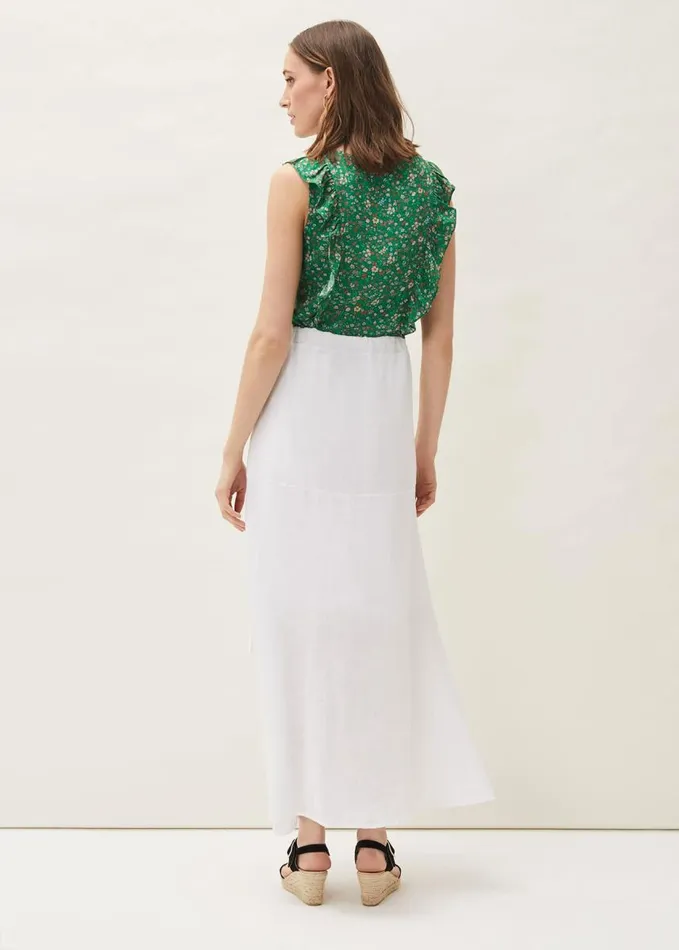 Phase Eight Phoebe Faux Wrap Linen Skirt White Women Skirts