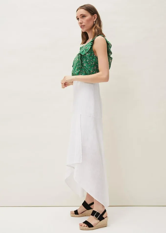Phase Eight Phoebe Faux Wrap Linen Skirt White Women Skirts