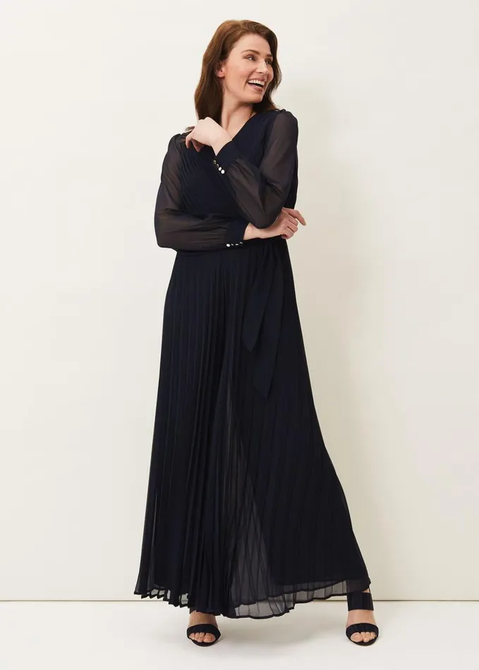 Phase Eight Phoebe Pleated Jumpsuit Navy Women Dresses