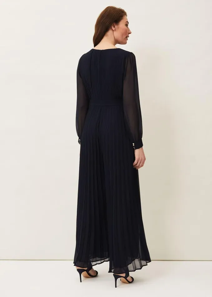Phase Eight Phoebe Pleated Jumpsuit Navy Women Dresses