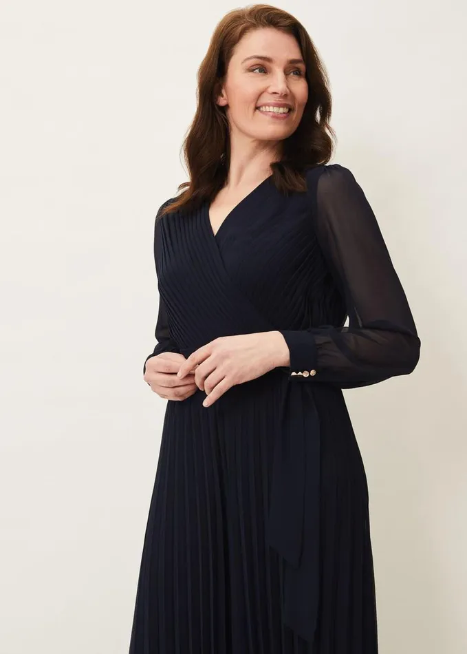 Phase Eight Phoebe Pleated Jumpsuit Navy Women Dresses