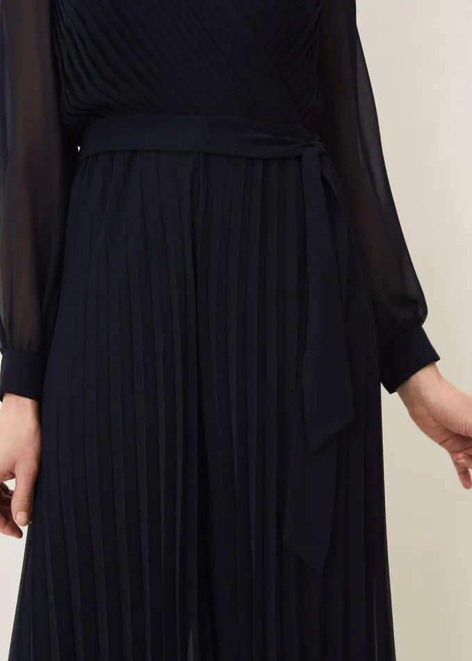 Phase Eight Phoebe Pleated Jumpsuit Navy Women Dresses