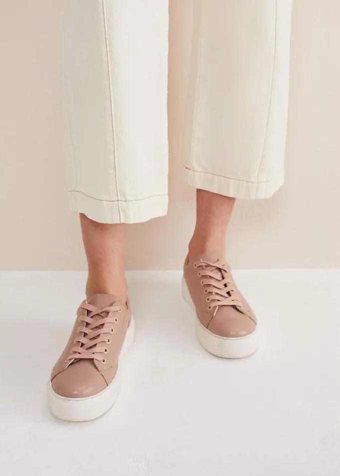 Phase Eight Platform Trainers Light Pink Women Flats