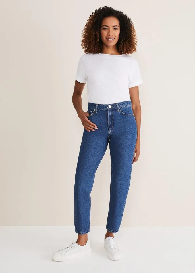 Phase Eight Prue Mom Jeans Mid Wash Blue Women Trousers