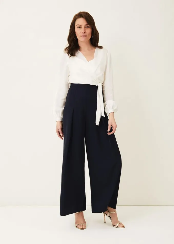 Phase Eight Rachael Wide Leg Jumpsuit Ivorynavy Women Dresses