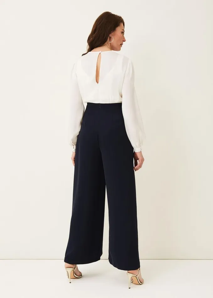 Phase Eight Rachael Wide Leg Jumpsuit Ivorynavy Women Dresses