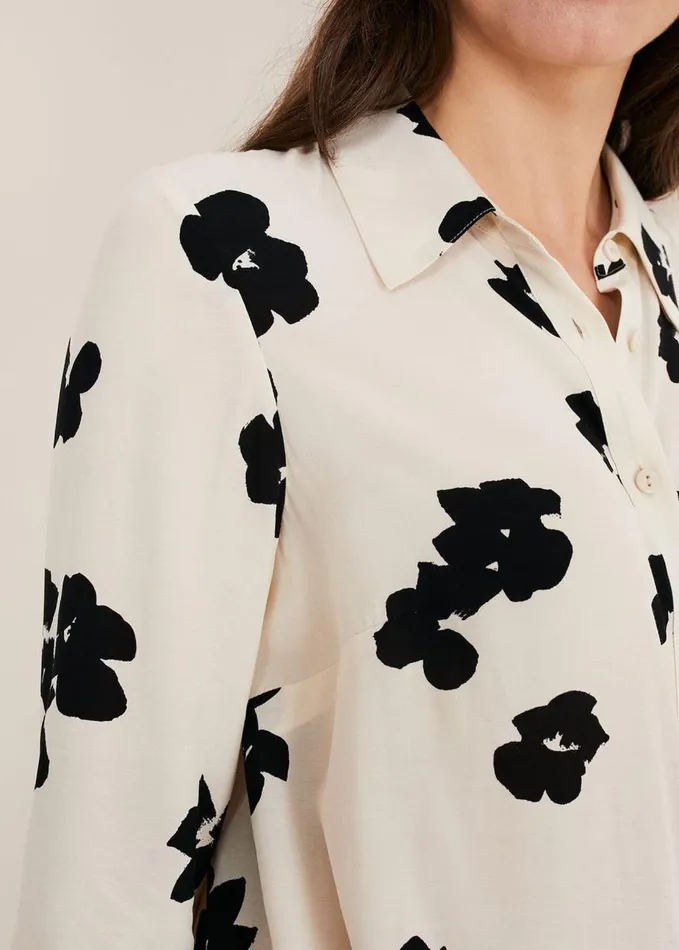 Phase Eight Rae Floral Longline Shirt Blackivory Women Shirts and Blouses
