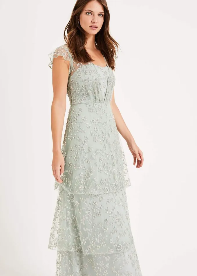 Phase Eight Rai Beaded Maxi Dress Mint Women Dresses