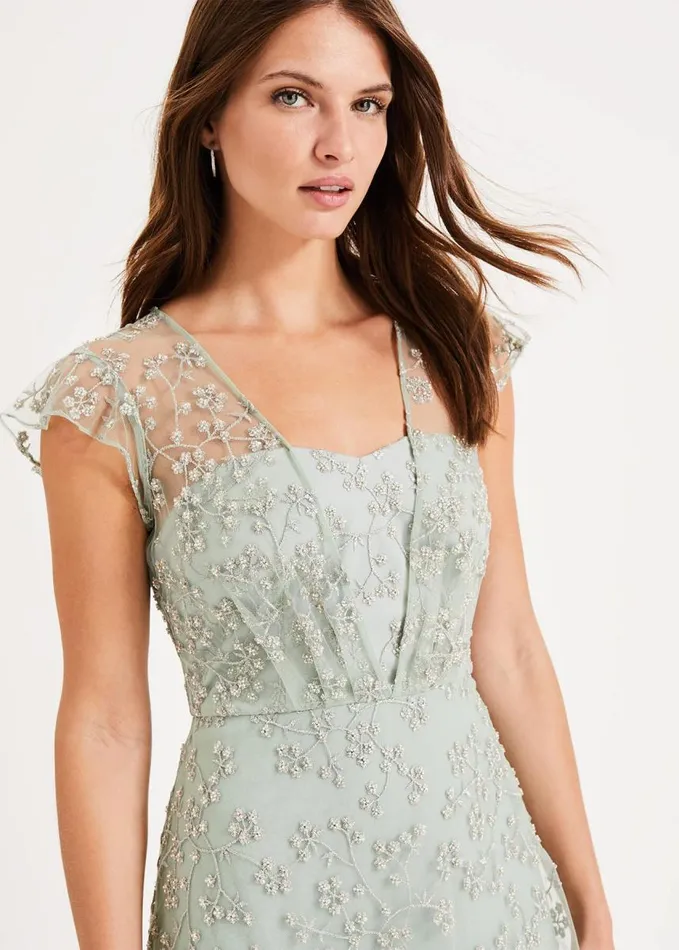 Phase Eight Rai Beaded Maxi Dress Mint Women Dresses