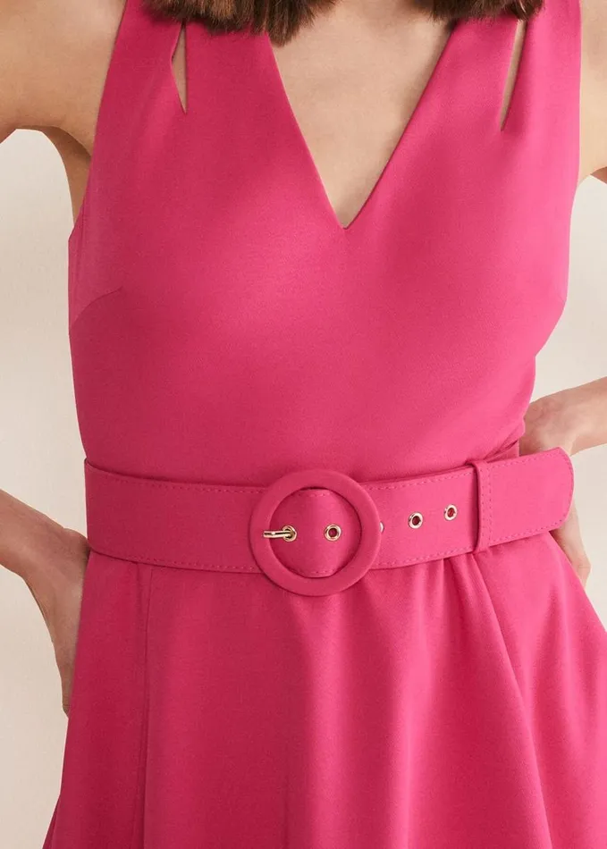 Phase Eight Raquel Belted Fit And Flare Dress Fuchsiared Women Dresses