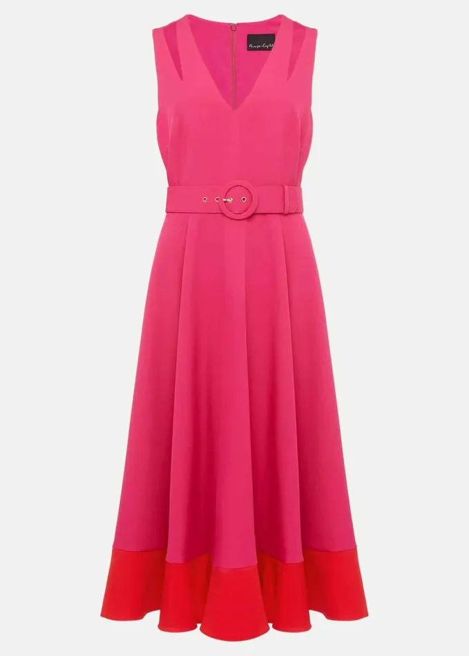 Phase Eight Raquel Belted Fit And Flare Dress Fuchsiared Women Dresses