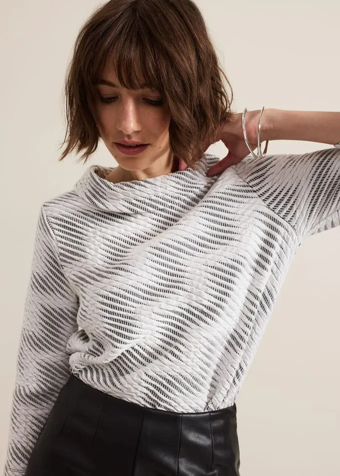 Phase Eight Rena Textured Top Blackivory Women Tops and TShirts