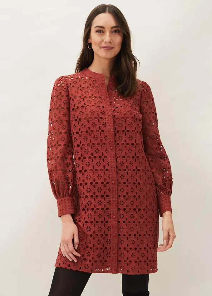 Phase Eight Rihanna Broderie Tunic Dress Spice Women Dresses
