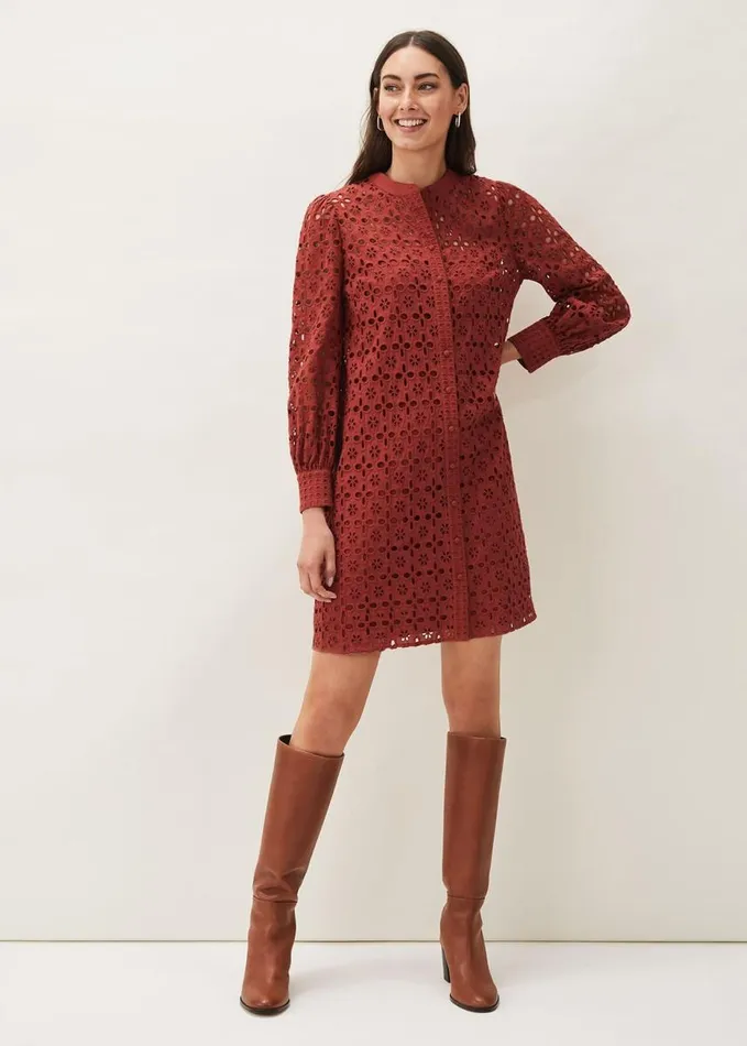 Phase Eight Rihanna Broderie Tunic Dress Spice Women Dresses