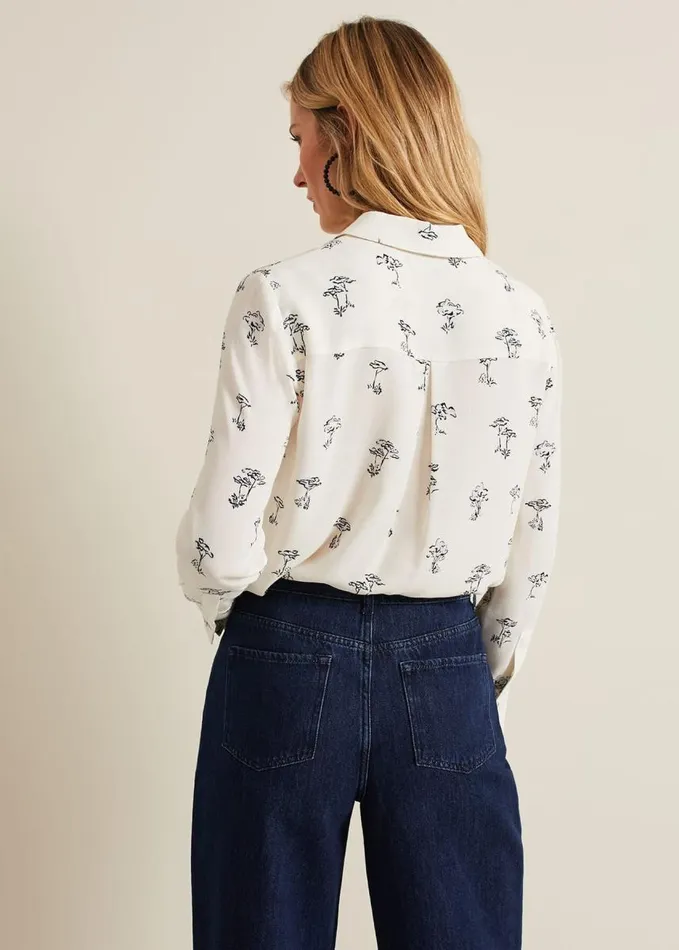 Phase Eight Riley Printed Shirt Ivory Women Shirts and Blouses