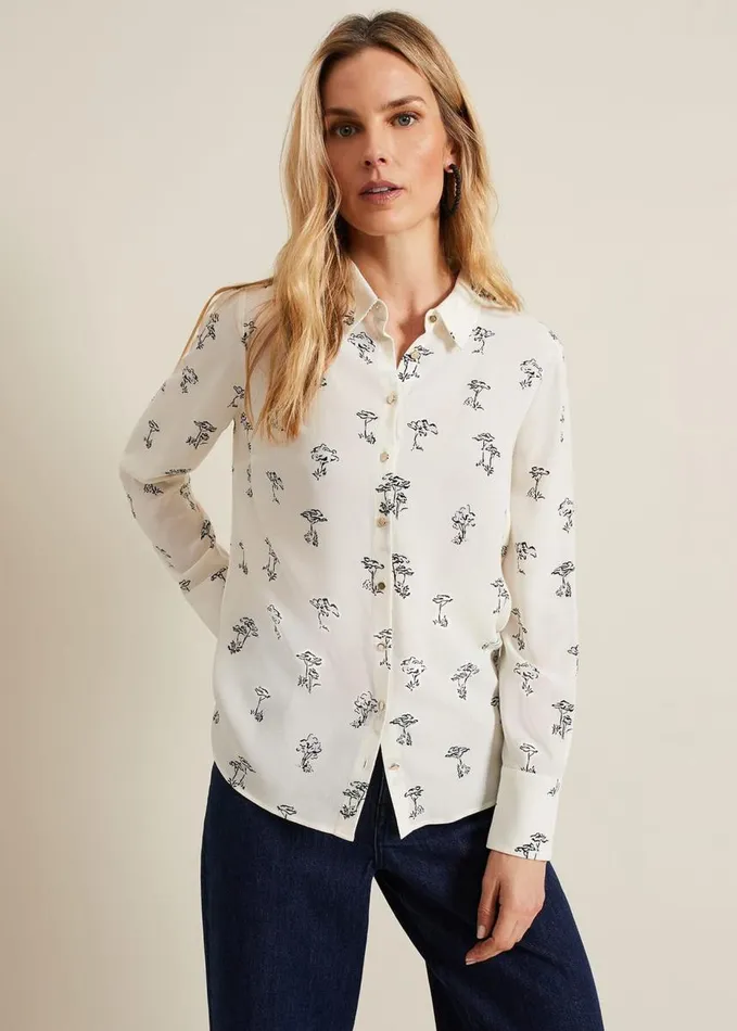 Phase Eight Riley Printed Shirt Ivory Women Shirts and Blouses