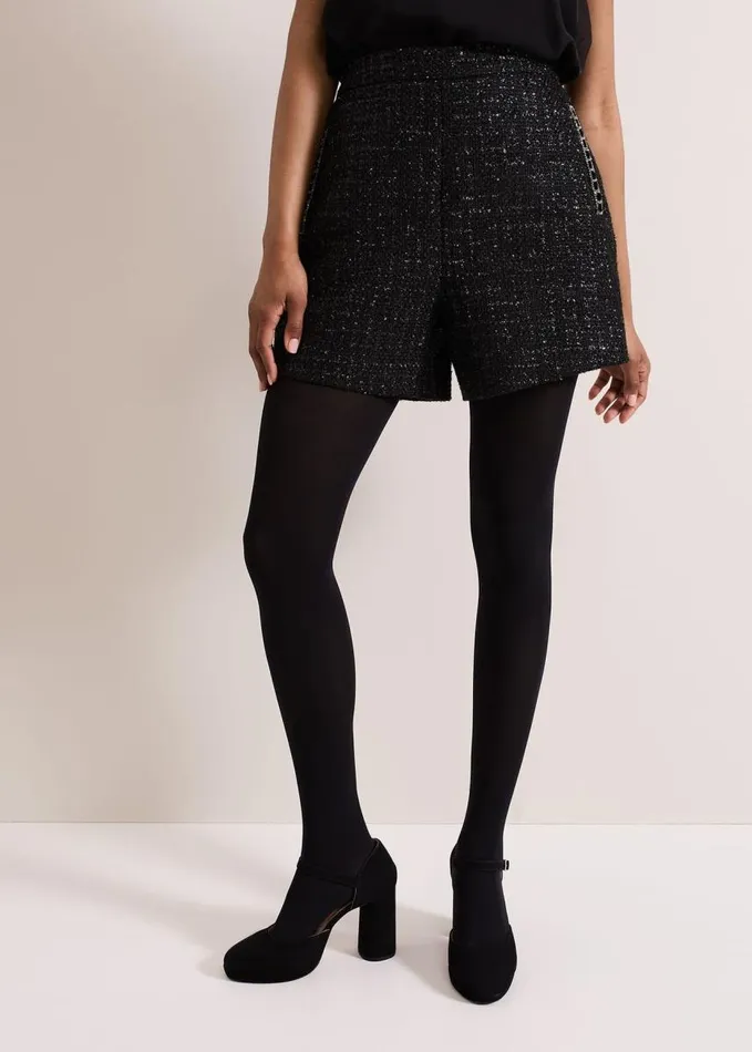 Phase Eight Ripley Lurex Short Black Women Trousers