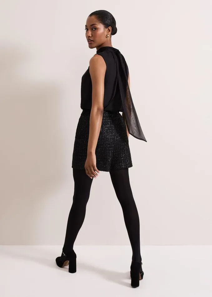 Phase Eight Ripley Lurex Short Black Women Trousers