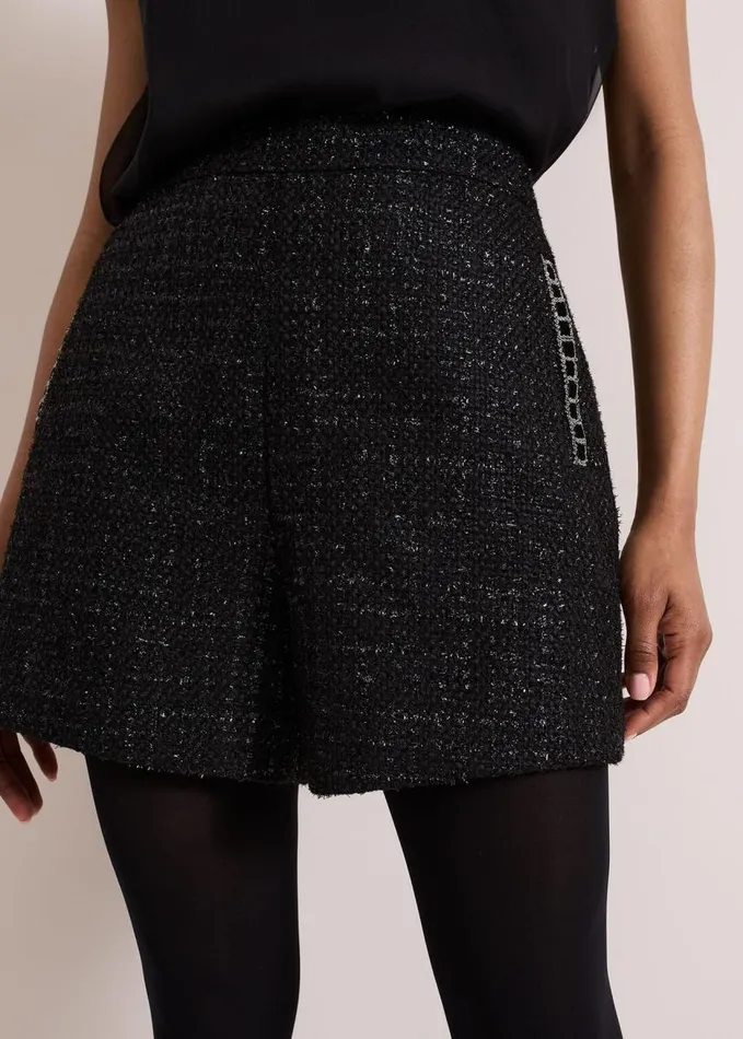 Phase Eight Ripley Lurex Short Black Women Trousers
