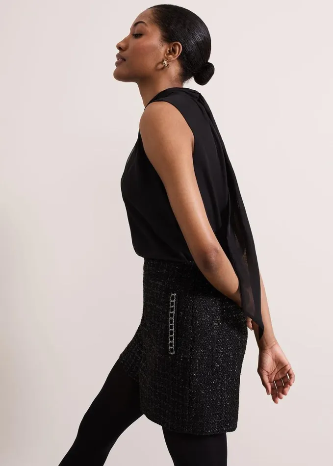 Phase Eight Ripley Lurex Short Black Women Trousers