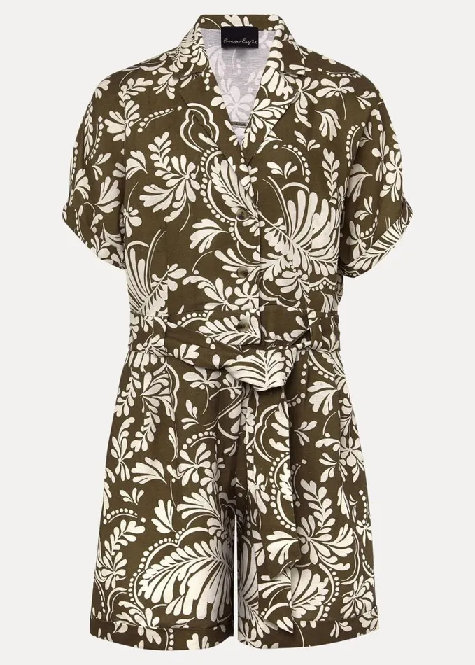 Phase Eight Rosalia Printed Playsuit Khaki Women Dresses