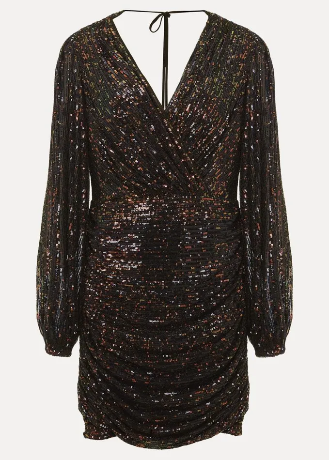Phase Eight Ruby Sequin Ruched Mini Dress Purple Women Dresses