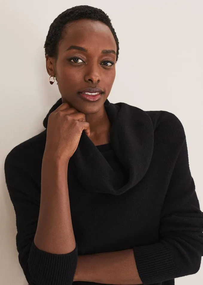 Phase Eight Rylee Roll Neck Knit Black Women Knitwear