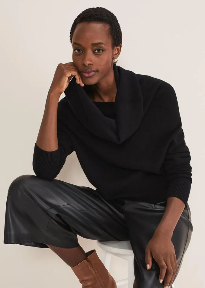 Phase Eight Rylee Roll Neck Knit Black Women Knitwear