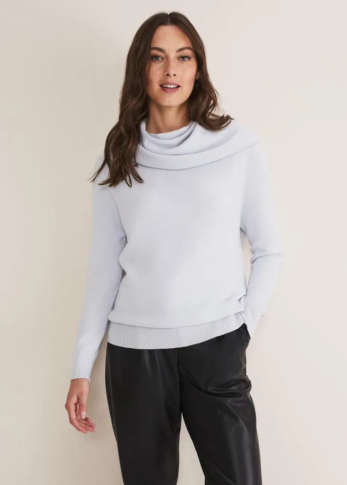 Phase Eight Rylee Roll Neck Knit Ice Blue Women Knitwear