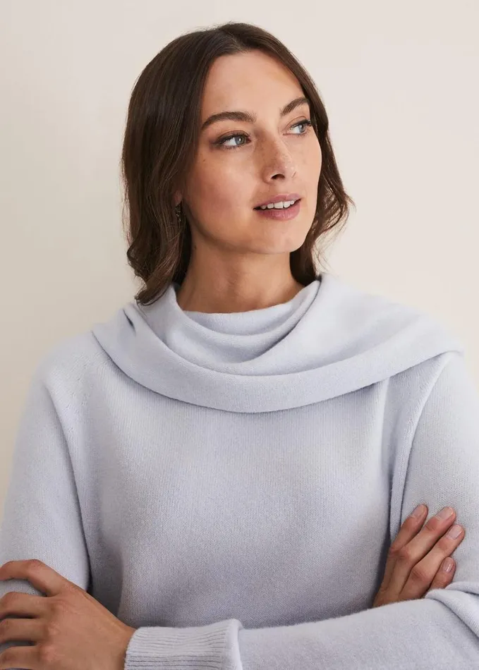 Phase Eight Rylee Roll Neck Knit Ice Blue Women Knitwear