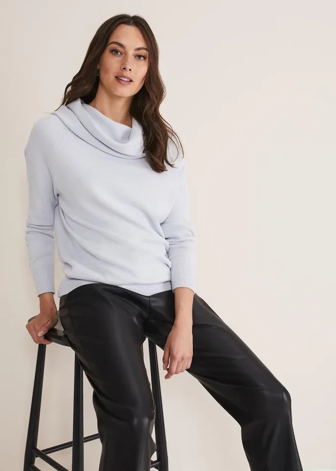 Phase Eight Rylee Roll Neck Knit Ice Blue Women Knitwear