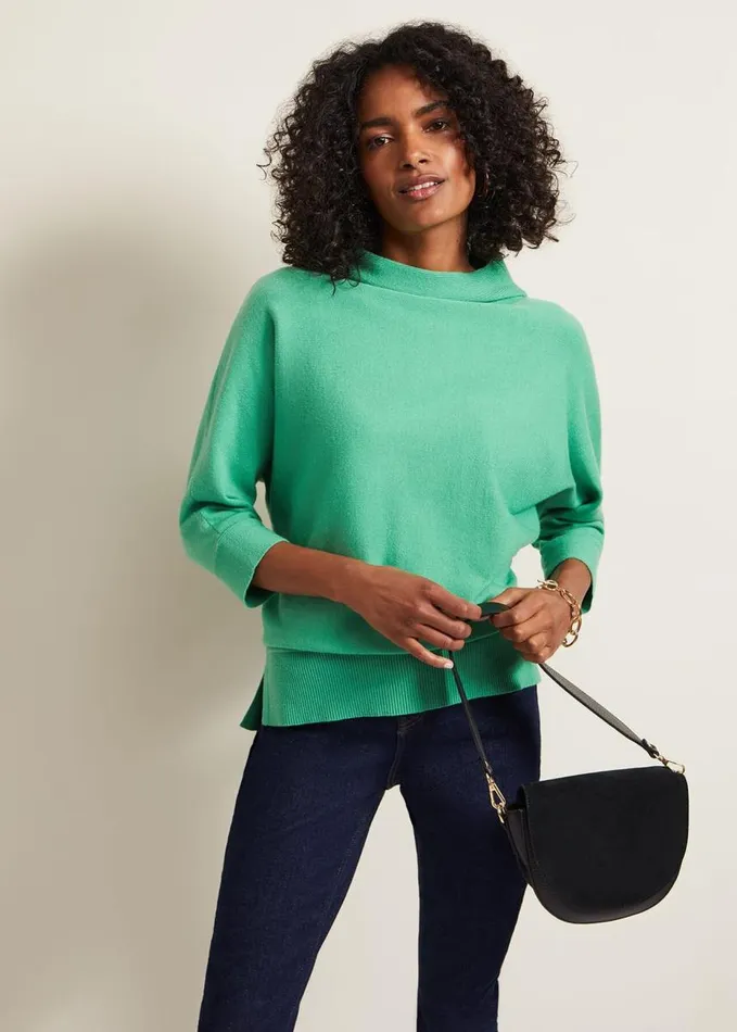 Phase Eight Salima Funnel Jumper Green Women Knitwear