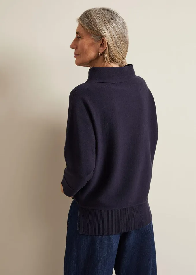 Phase Eight Salima Funnel Neck Jumper Navy Women Knitwear