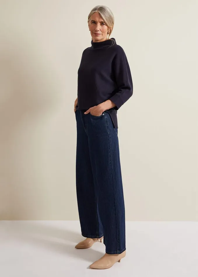 Phase Eight Salima Funnel Neck Jumper Navy Women Knitwear