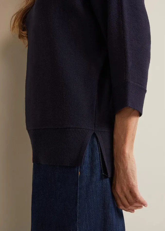 Phase Eight Salima Funnel Neck Jumper Navy Women Knitwear