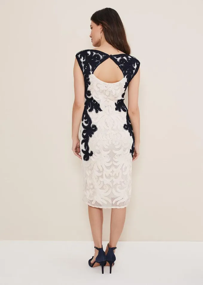 Phase Eight Salima Tapework Dress Navyivory Women Dresses